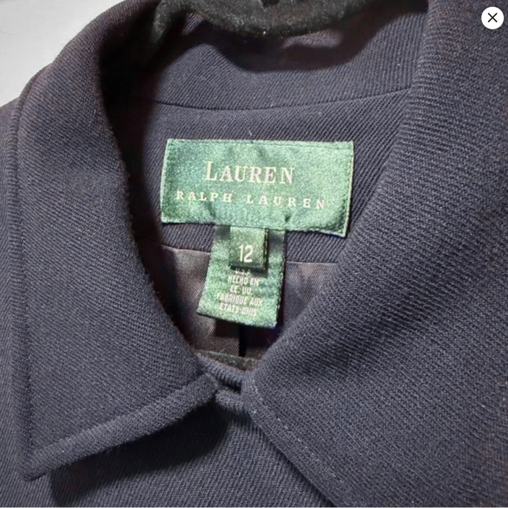 Vintage Lauren Ralph Lauren Asymmetrical Gold Button Wool Blazer Navy | 12 RARE - Picture 6 of 10